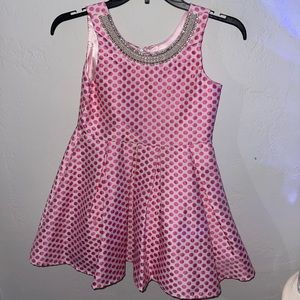 pink and white polkadot dress